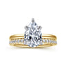 Cari - 14K White-Yellow Gold Pear Shape Diamond Engagement Ring - 0.07 ct