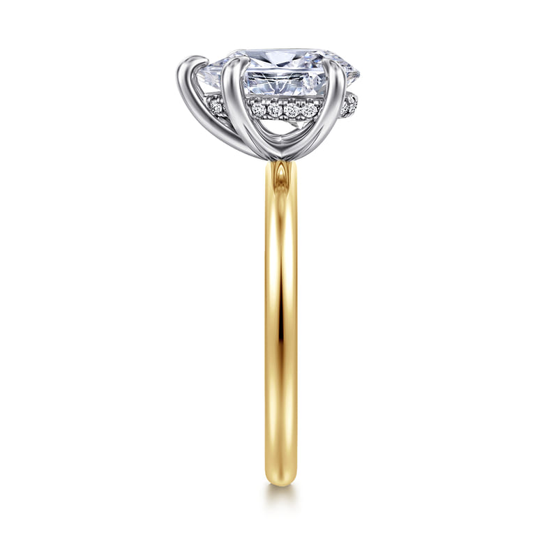 Cari - 14K White-Yellow Gold Pear Shape Diamond Engagement Ring - 0.07 ct - Shot 5