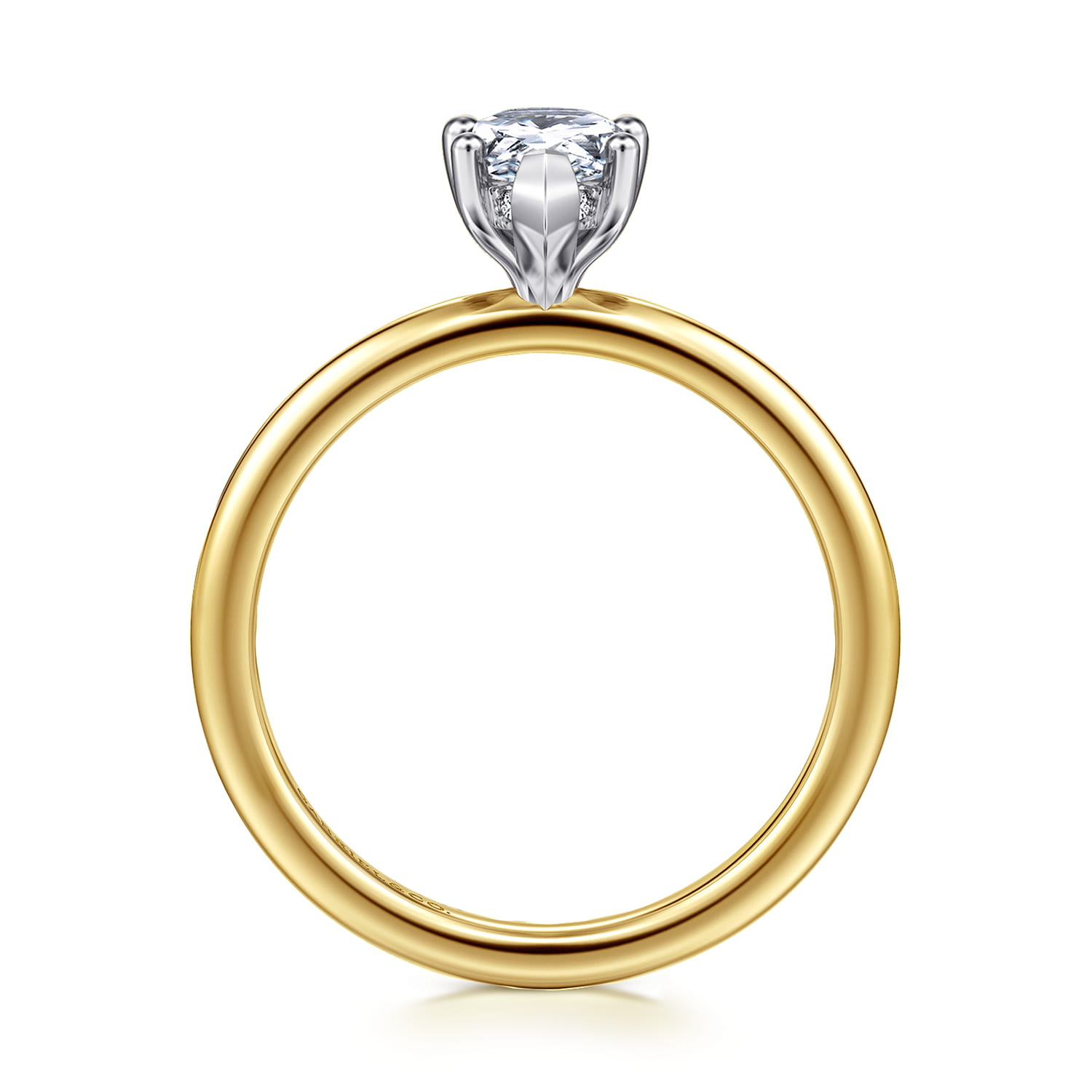 Ady - 14K White-Yellow Gold Hidden Halo Pear Shape Diamond Engagement Ring - 0.04 ct - Shot 2