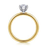 Ady - 14K White-Yellow Gold Hidden Halo Pear Shape Diamond Engagement Ring - 0.04 ct