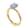 Ady - 14K White-Yellow Gold Hidden Halo Pear Shape Diamond Engagement Ring - 0.04 ct