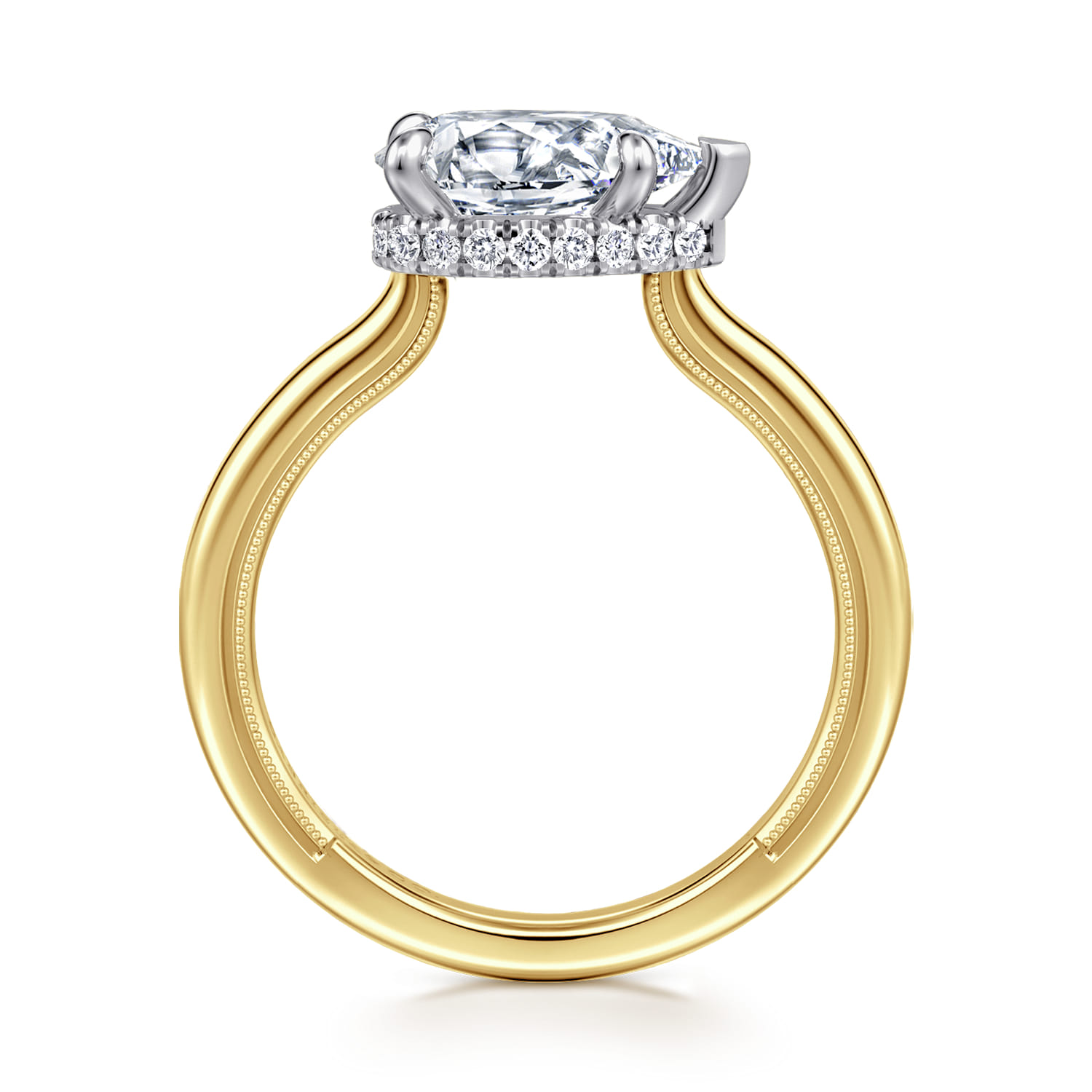 Sandi - 14K White-Yellow Gold East West Pear Shape Diamond Engagement Ring - 0.11 ct - Shot 2