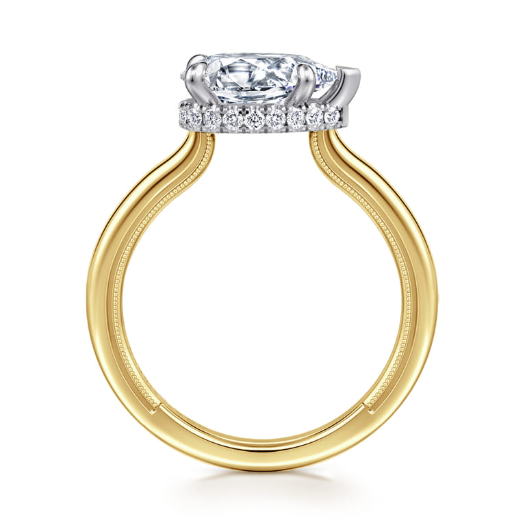 Sandi - 14K White-Yellow Gold East West Pear Shape Diamond Engagement Ring - 0.11 ct - Shot 2