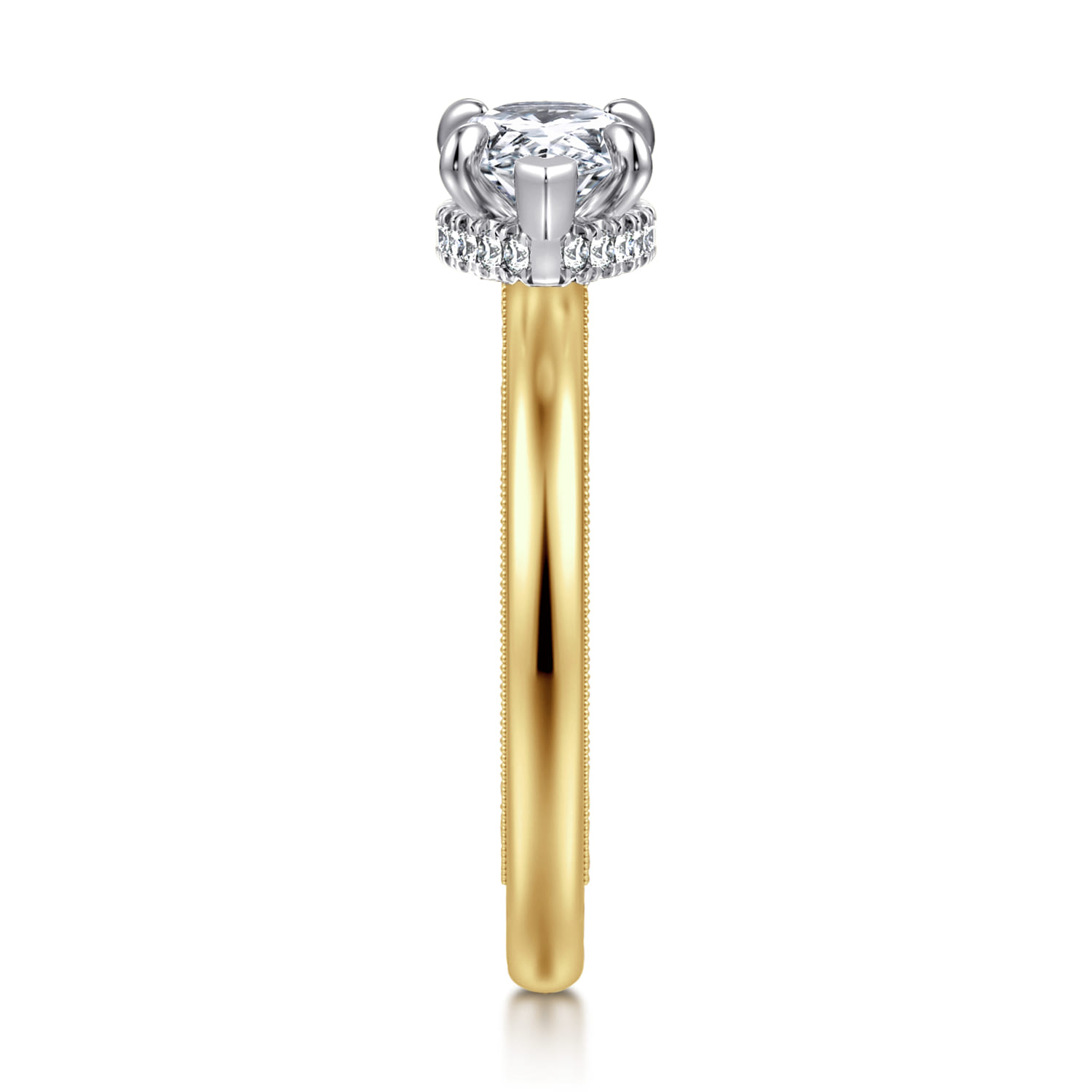 Sandi - 14K White-Yellow Gold East West Pear Shape Diamond Engagement Ring - 0.11 ct - Shot 4