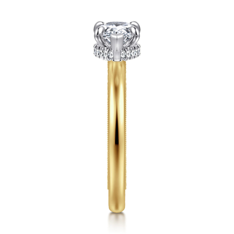 Sandi - 14K White-Yellow Gold East West Pear Shape Diamond Engagement Ring - 0.11 ct - Shot 4