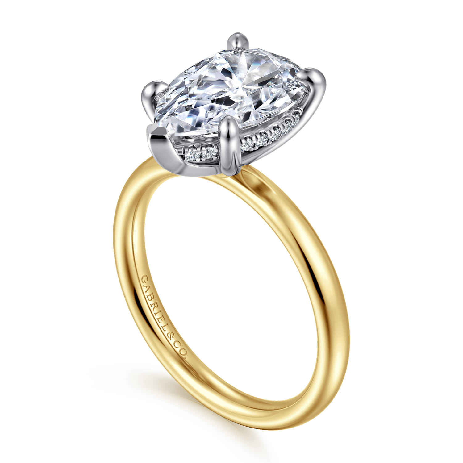 Peace - 14K Yellow-White Gold Pear Shape Diamond Engagement Ring - 0.08 ct - Shot 3
