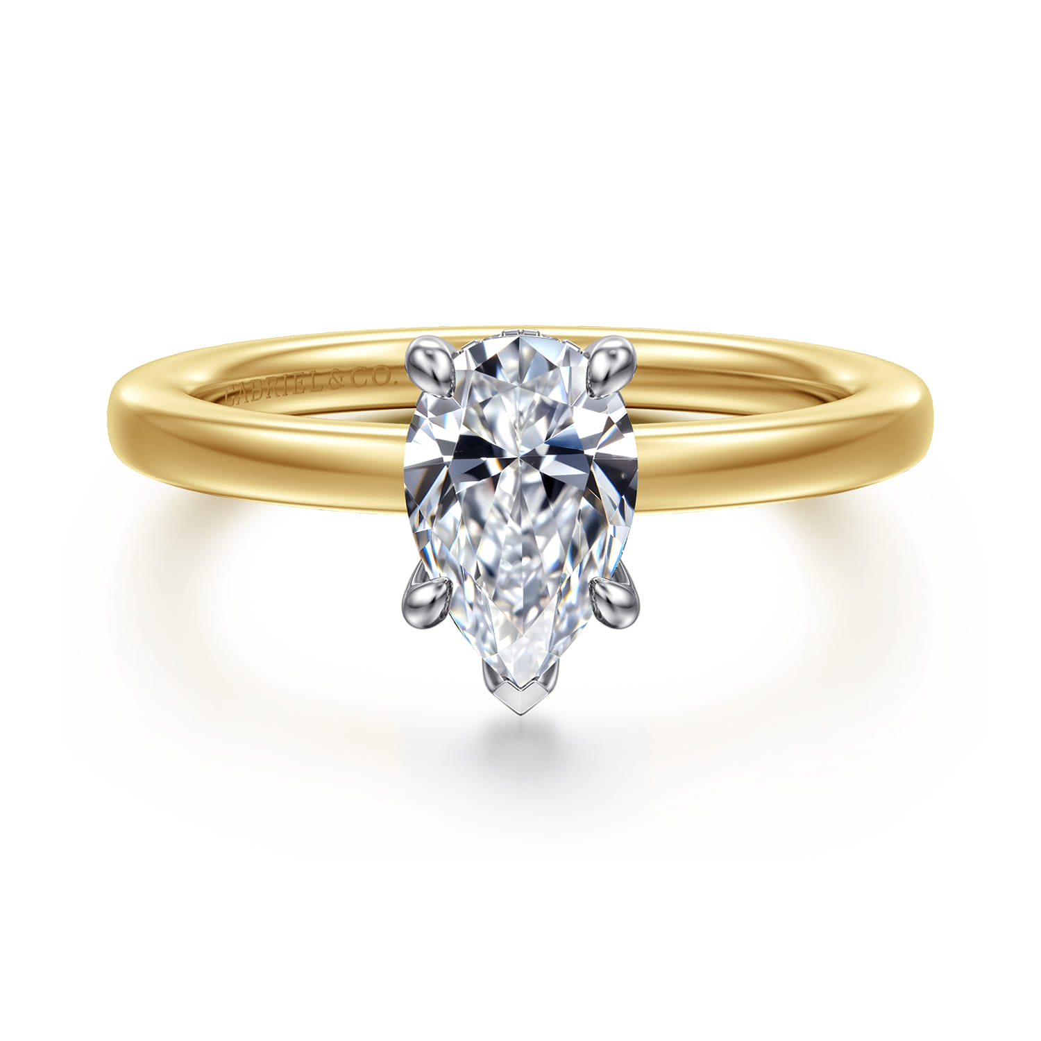 Austria - 14K White-Yellow Gold Pear Shape Diamond Engagement Ring - 0.06 ct - Shot 1