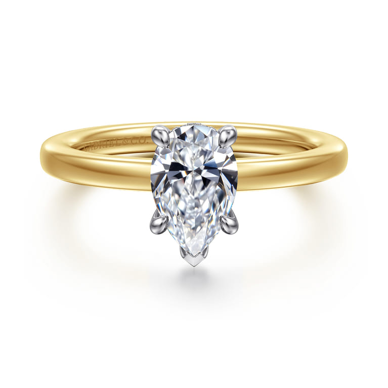 Austria - 14K White-Yellow Gold Pear Shape Diamond Engagement Ring - 0.06 ct - Shot 1
