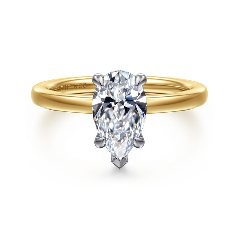 Austria - 14K White-Yellow Gold Pear Shape Diamond Engagement Ring - 0.08 ct - Shot 1