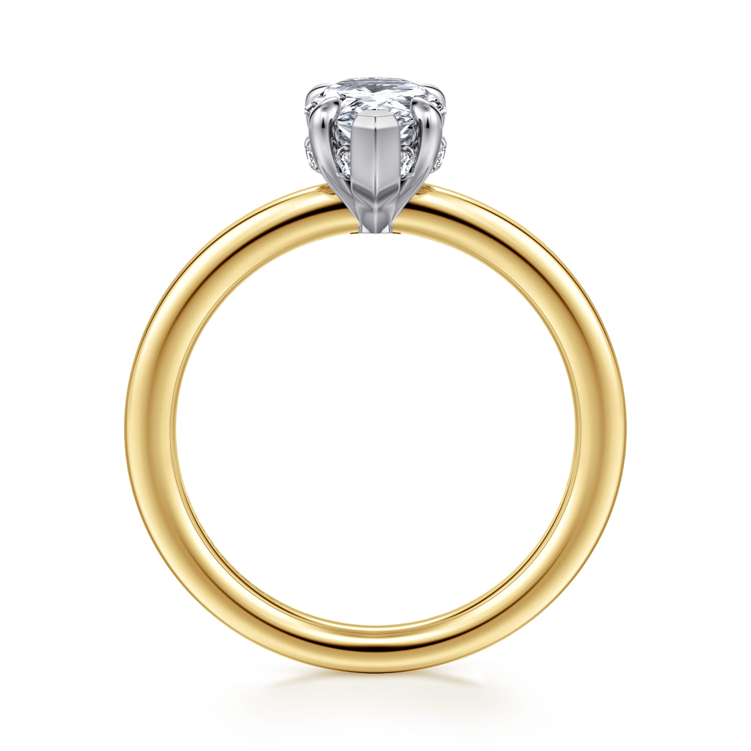 Austria - 14K White-Yellow Gold Pear Shape Diamond Engagement Ring - 0.08 ct - Shot 2