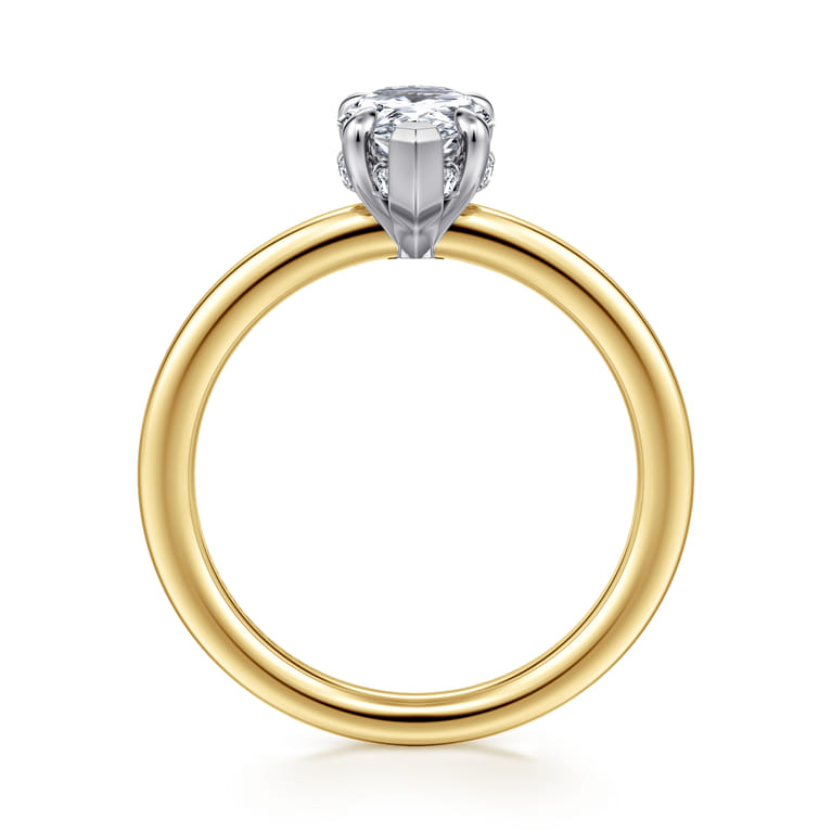 Austria - 14K White-Yellow Gold Pear Shape Diamond Engagement Ring - 0.08 ct - Shot 2