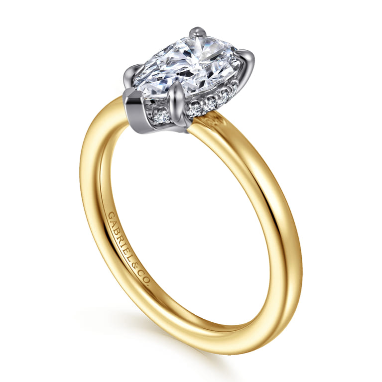 Austria - 14K White-Yellow Gold Pear Shape Diamond Engagement Ring - 0.08 ct - Shot 3