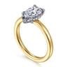 Austria - 14K White-Yellow Gold Pear Shape Diamond Engagement Ring - 0.08 ct