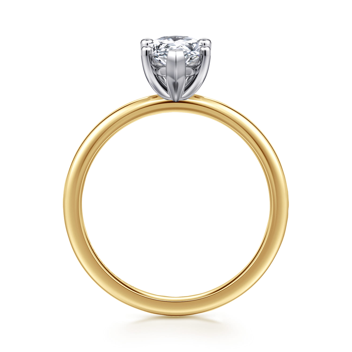 Evelina - 14K White-Yellow Gold Pear Shape Solitaire Diamond Engagement Ring - Shot 2
