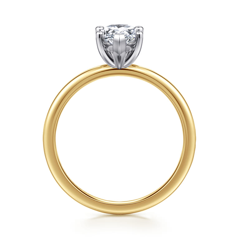 Evelina - 14K White-Yellow Gold Pear Shape Solitaire Diamond Engagement Ring - Shot 2