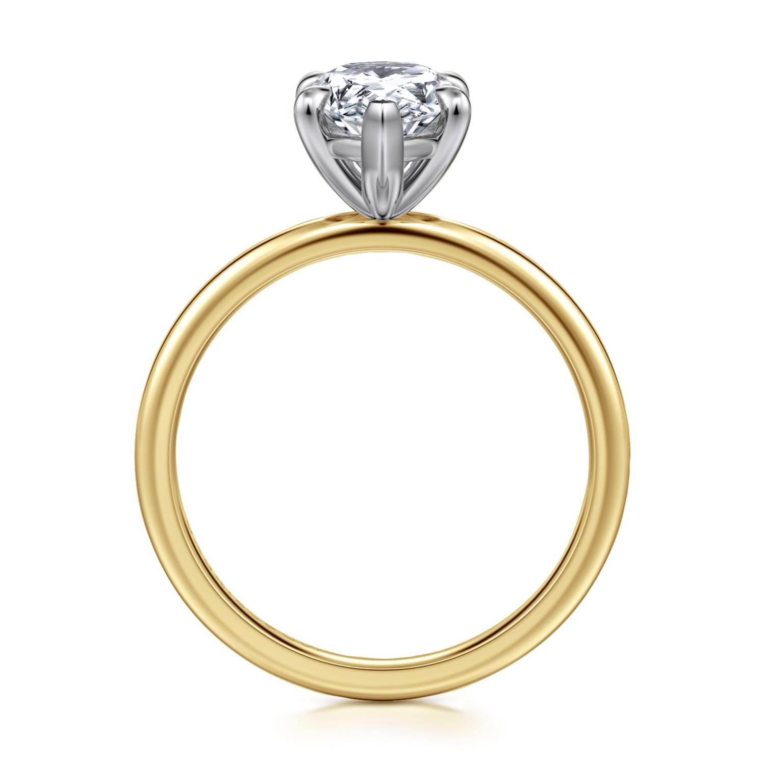 Evelina - 14K White-Yellow Gold Pear Shape Solitaire Diamond Engagement Ring - Shot 2