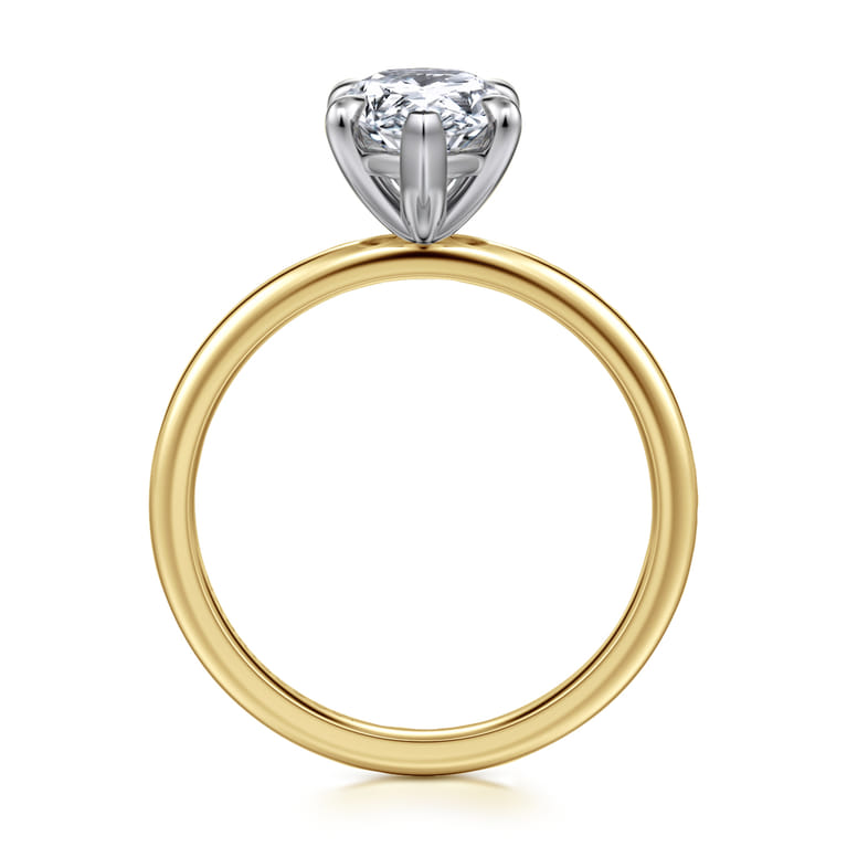 Evelina - 14K White-Yellow Gold Pear Shape Solitaire Diamond Engagement Ring - Shot 2