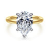 Unite - 14K White-Yellow Gold Pear Shape Solitaire Diamond Engagement Ring