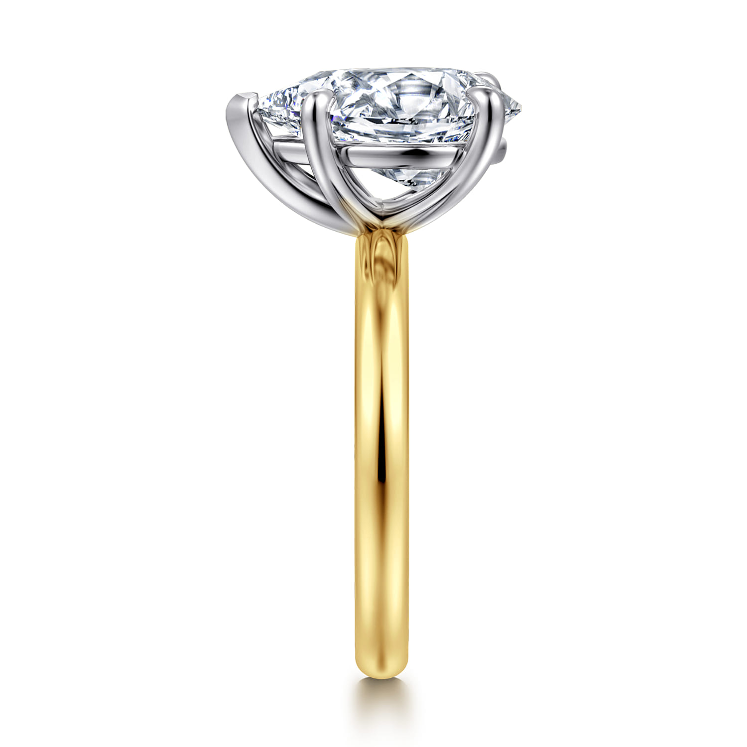 Unite - 14K White-Yellow Gold Pear Shape Solitaire Diamond Engagement Ring - Shot 4