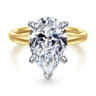 Unite - 14K White-Yellow Gold Pear Shape Solitaire Diamond Engagement Ring