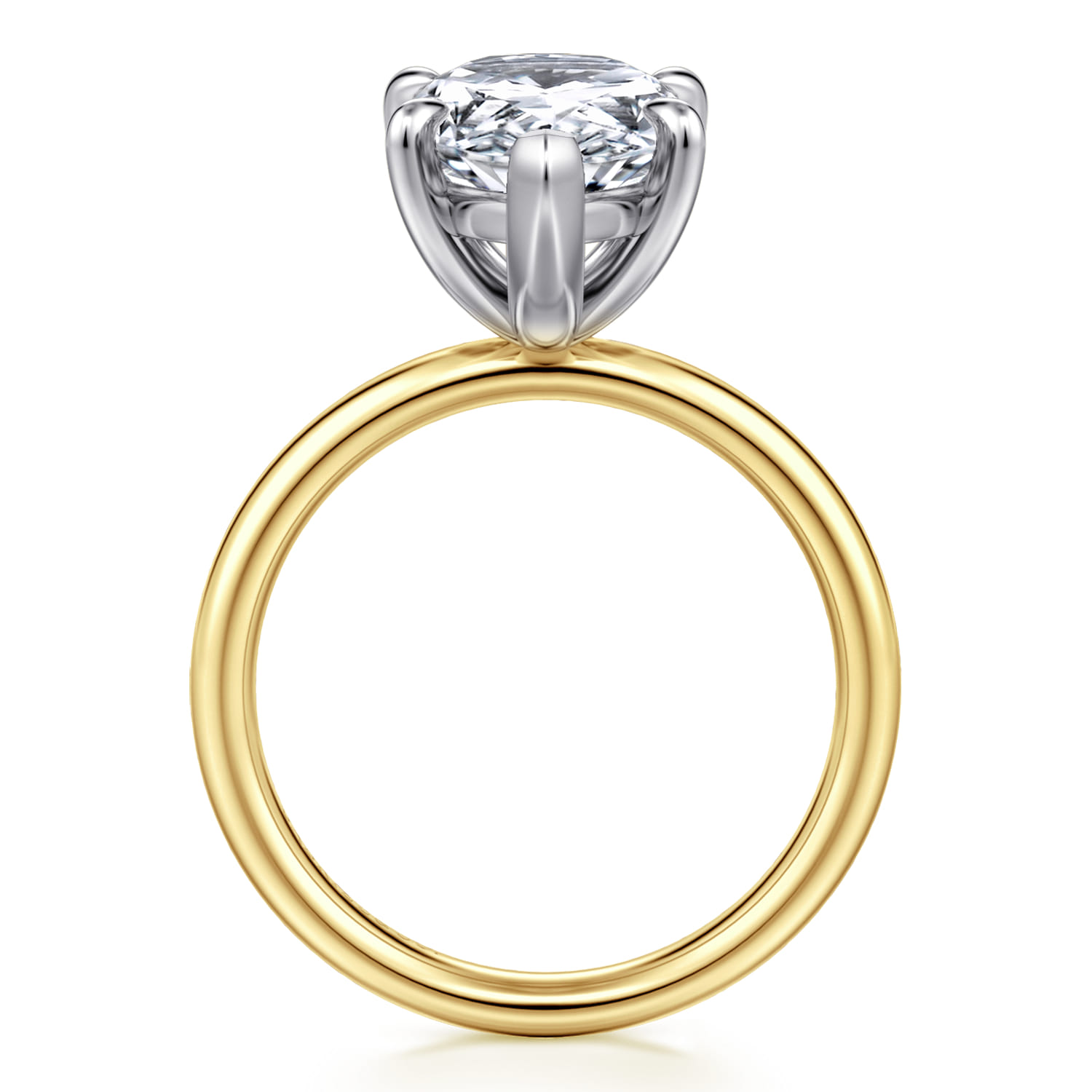 Unite - 14K White-Yellow Gold Pear Shape Solitaire Diamond Engagement Ring - Shot 2