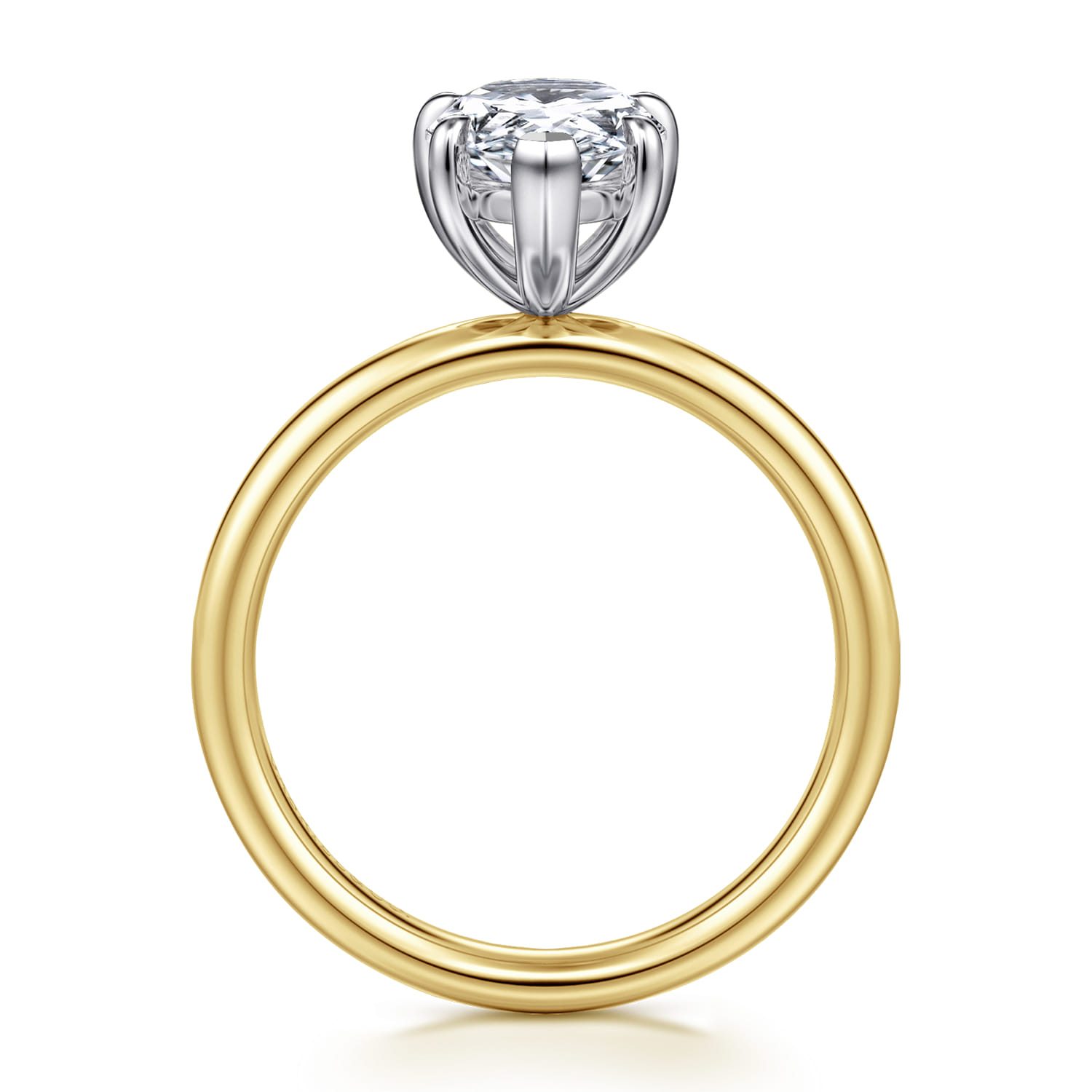 Unite - 14K White-Yellow Gold Pear Shape Solitaire Diamond Engagement Ring - Shot 2