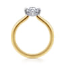 Lou - 14K White-Yellow Gold Pear Shape Compass Prong Solitaire Diamond Engagement Ring