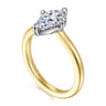 Lou - 14K White-Yellow Gold Pear Shape Compass Prong Solitaire Diamond Engagement Ring
