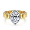 Empress - 14K White-Yellow Gold Oval Diamond Engagement Ring