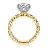 Empress - 14K White-Yellow Gold Compass Bezel Prong Pear Diamond Engagement Ring - 2 ct