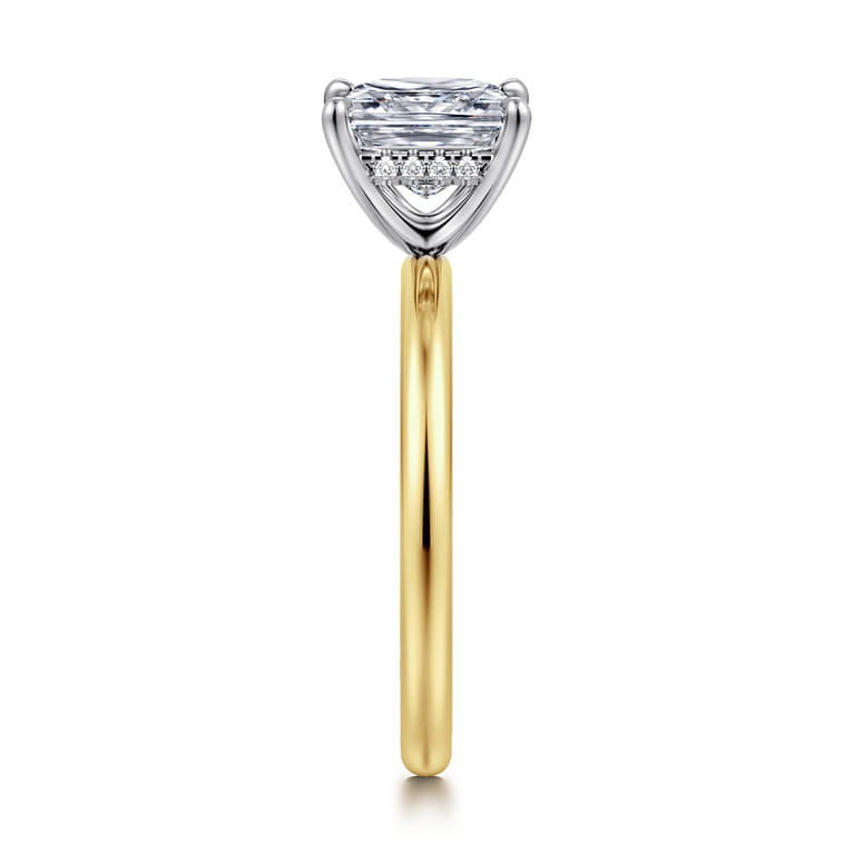 Cari - 14K White-Yellow Gold Princess Diamond Engagement Ring - 0.06 ct - Shot 4