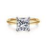Cari - 14K White-Yellow Gold Princess Cut Diamond Engagement Ring - 0.05 ct