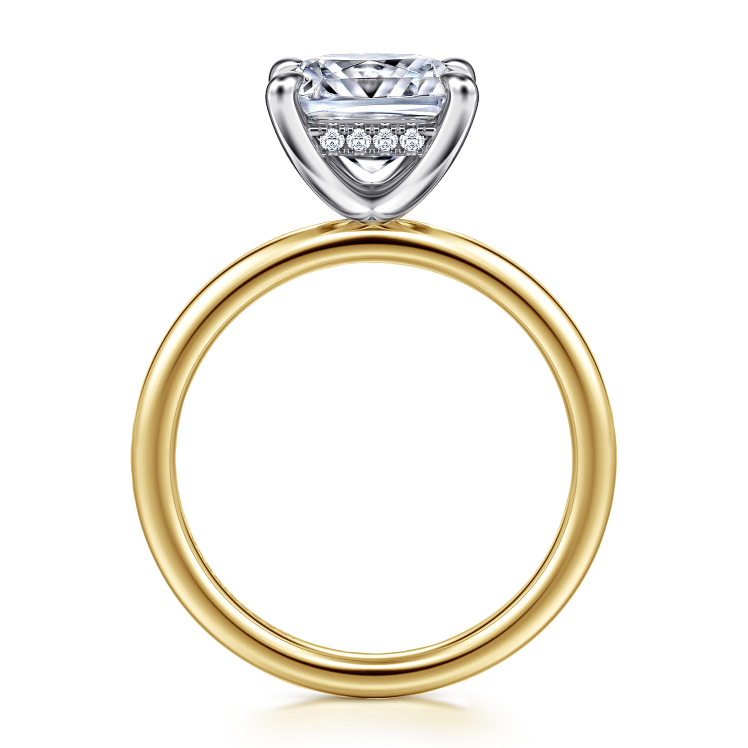 Cari - 14K White-Yellow Gold Princess Cut Diamond Engagement Ring - 0.05 ct - Shot 2