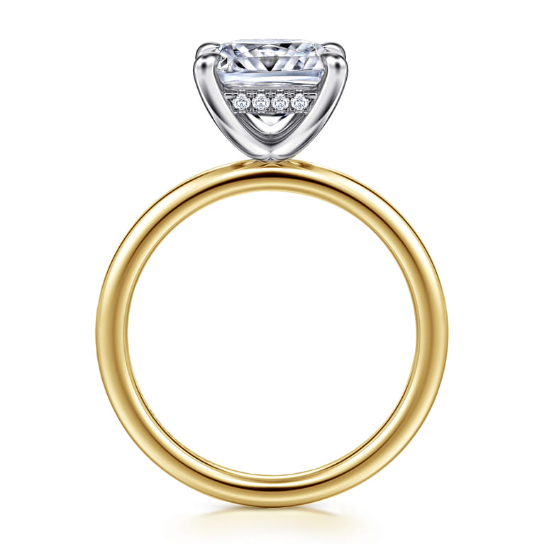 Cari - 14K White-Yellow Gold Princess Cut Diamond Engagement Ring - 0.05 ct - Shot 2