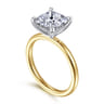 Cari - 14K White-Yellow Gold Princess Cut Diamond Engagement Ring - 0.05 ct