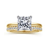 Cari - 14K White-Yellow Gold Princess Cut Diamond Engagement Ring - 0.05 ct