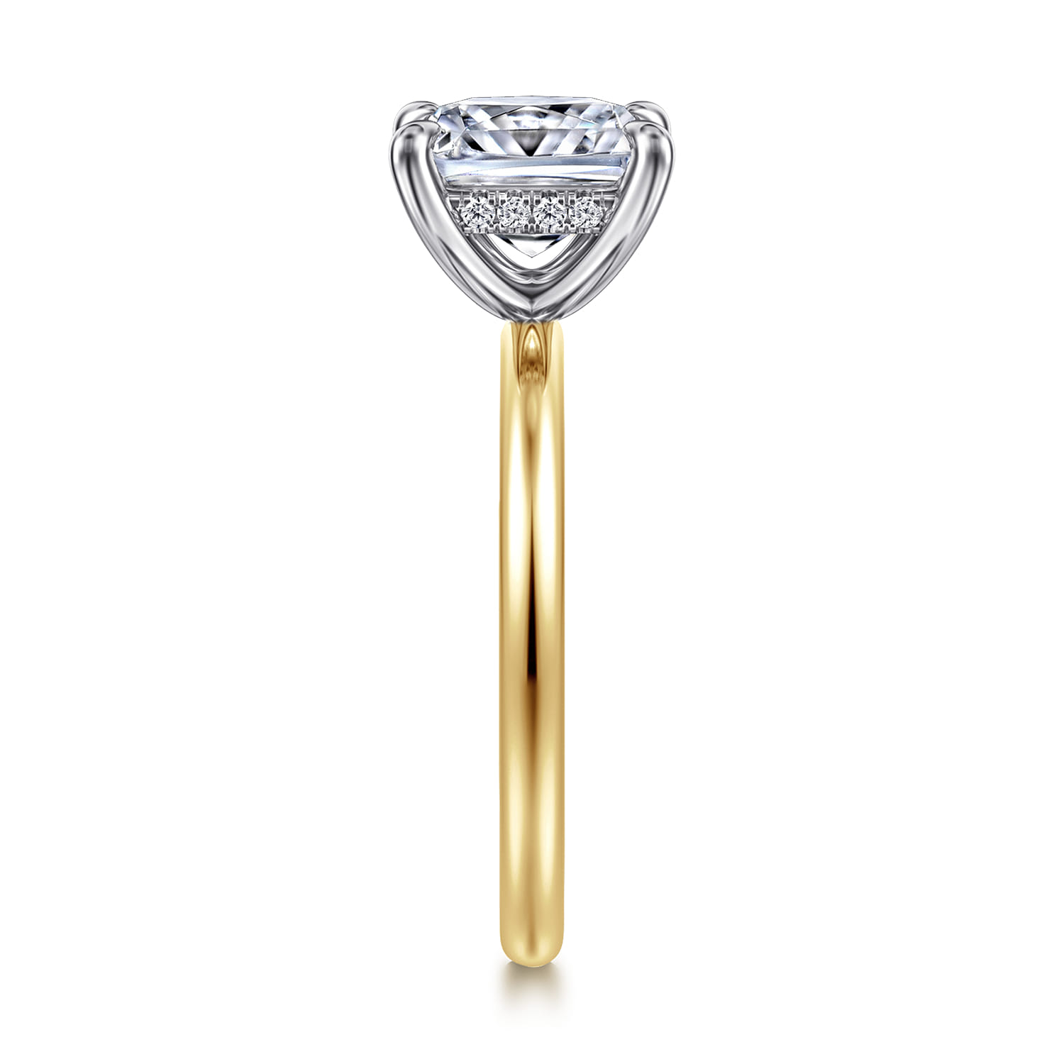 Cari - 14K White-Yellow Gold Princess Cut Diamond Engagement Ring - 0.05 ct - Shot 5