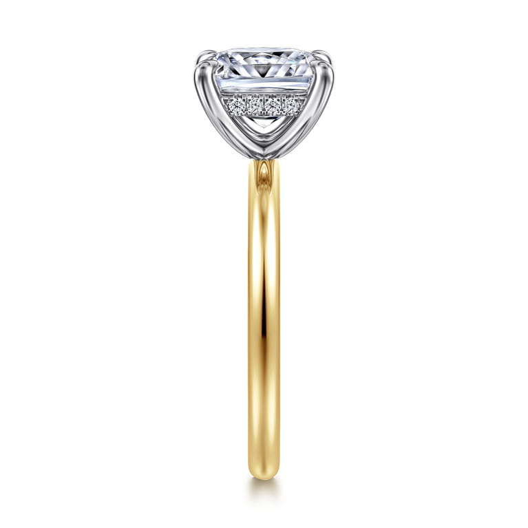 Cari - 14K White-Yellow Gold Princess Cut Diamond Engagement Ring - 0.05 ct - Shot 5