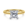 Sandi - 14K White-Yellow Gold East West Princess Cut Diamond Engagement Ring - 0.11 ct