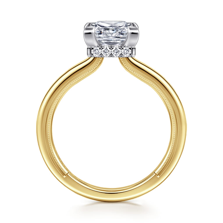 Sandi - 14K White-Yellow Gold East West Princess Cut Diamond Engagement Ring - 0.11 ct - Shot 2