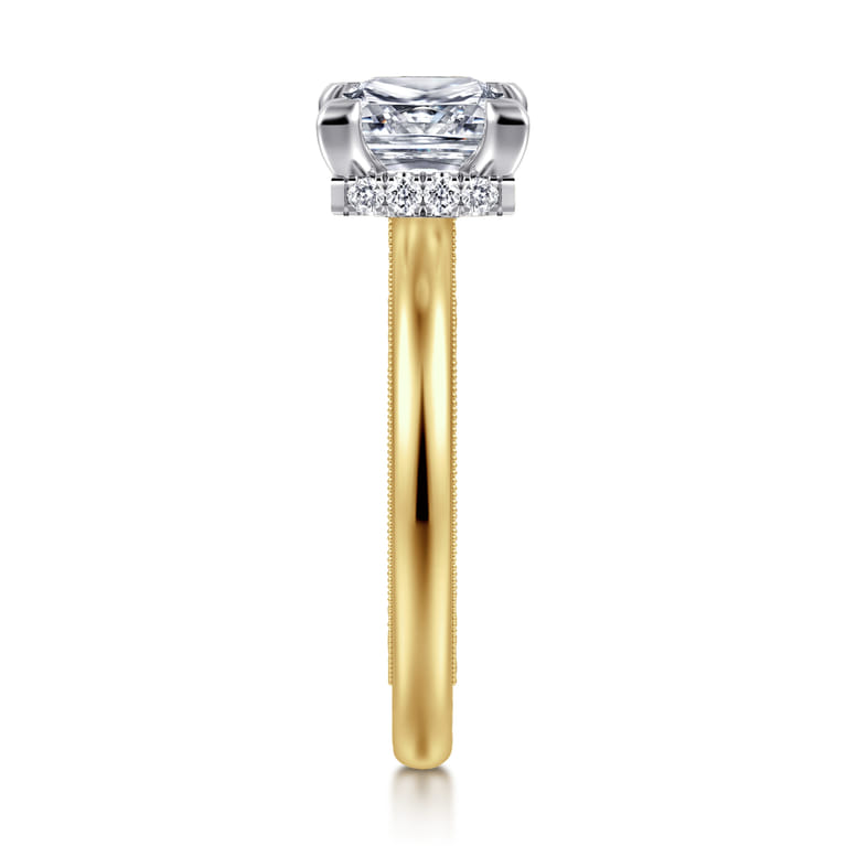 Sandi - 14K White-Yellow Gold East West Princess Cut Diamond Engagement Ring - 0.11 ct - Shot 4