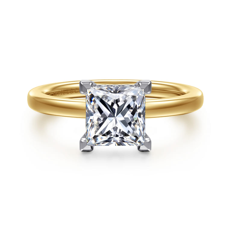 Austria - 14K White-Yellow Gold Princess Cut Diamond Engagement Ring - 0.07 ct - Shot 1