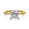 Austria - 14K White-Yellow Gold Princess Cut Diamond Engagement Ring - 0.07 ct