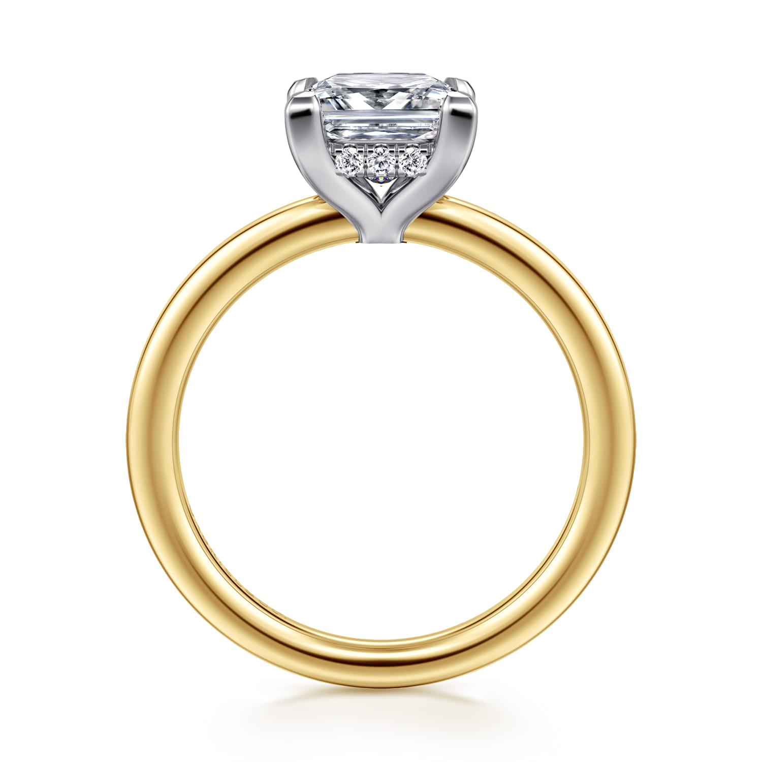 Austria - 14K White-Yellow Gold Princess Cut Diamond Engagement Ring - 0.07 ct - Shot 2