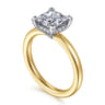 Austria - 14K White-Yellow Gold Princess Cut Diamond Engagement Ring - 0.07 ct
