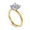 Evelina - 14K White-Yellow Gold Princess Cut Solitaire Diamond Engagement Ring