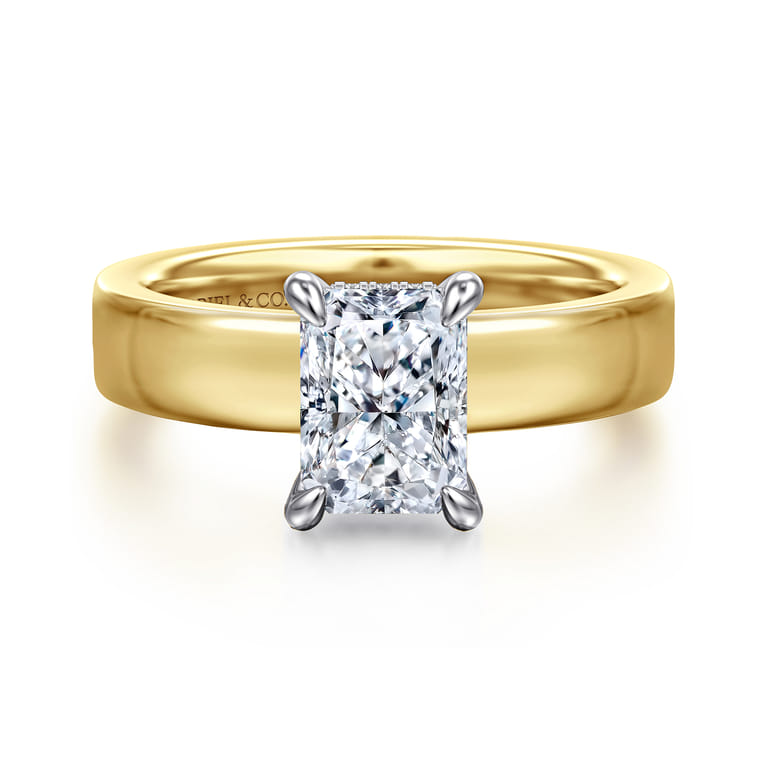 Argentina - 14K White-Yellow Gold Radiant Cut Diamond Engagement Ring - 0.05 ct - Shot 1