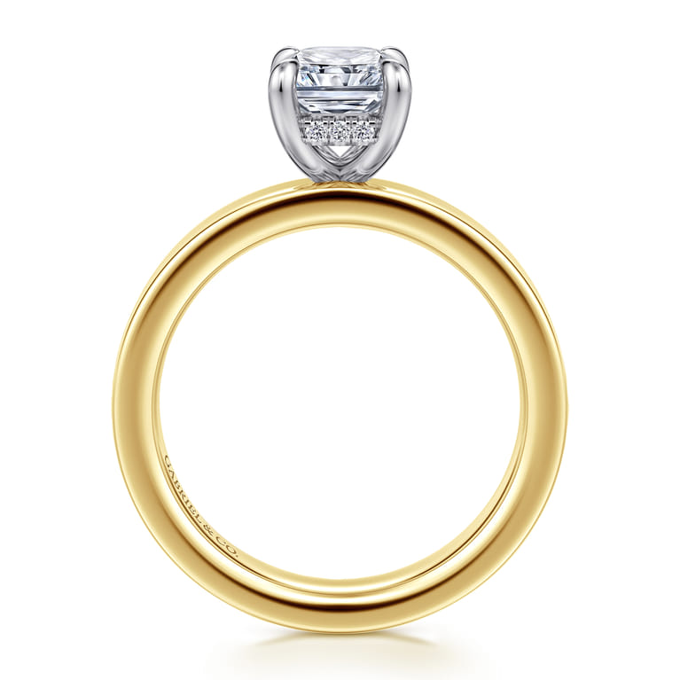 Argentina - 14K White-Yellow Gold Radiant Cut Diamond Engagement Ring - 0.05 ct - Shot 2