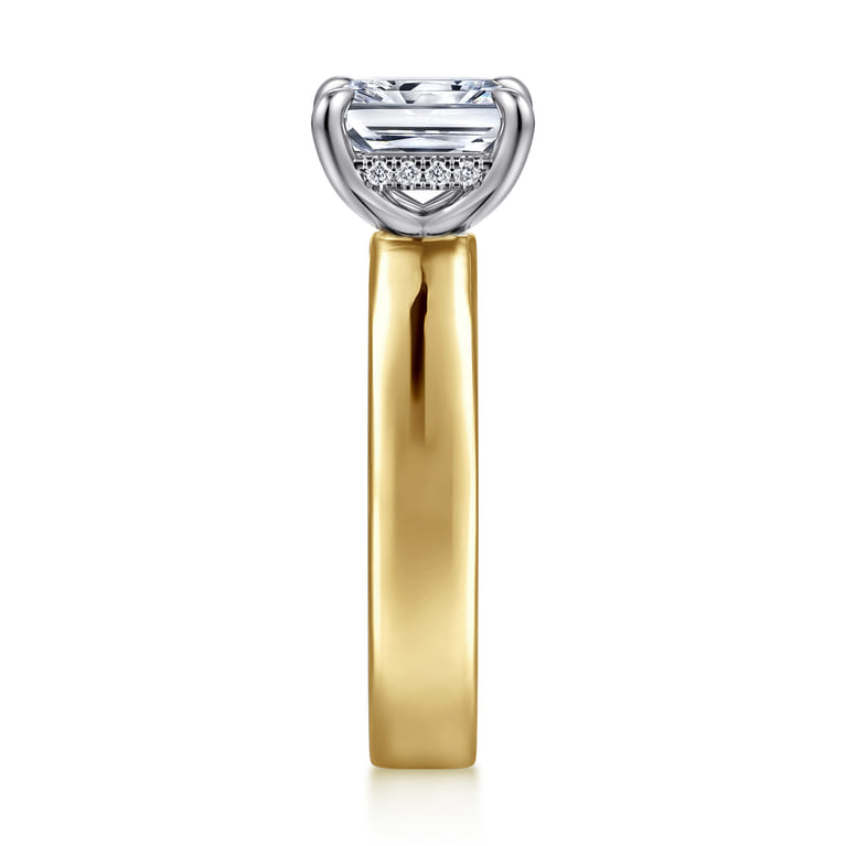 Argentina - 14K White-Yellow Gold Radiant Cut Diamond Engagement Ring - 0.05 ct - Shot 4