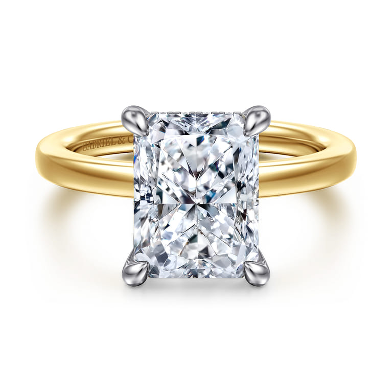 Austria - 14K White-Yellow Gold Radiant Cut Diamond Engagement Ring - 0.11 ct - Shot 1